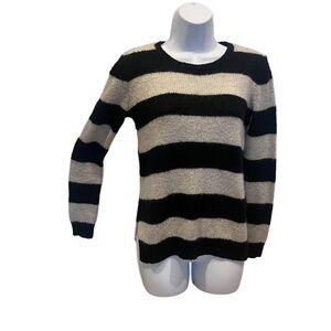 H&M Striped Black and Cream Sweater XS